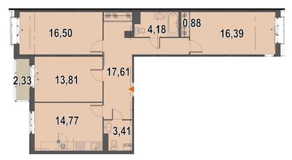 Трехкомнатная квартира в Инвестторг: площадь 88.8 м2 , этаж: 8 – купить в Санкт-Петербурге
